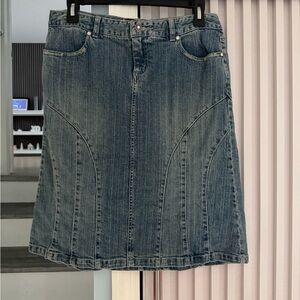 Classic Blue Denim A-Line Skirt